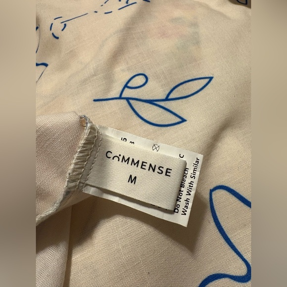 Cummense Ciao Wine Cream Blue Graphic Babydoll Ruffle Dress Medium - Picture 2 of 10